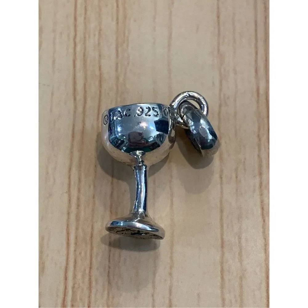 .925 Wine Glass Sterling Silver Jewelry Charm